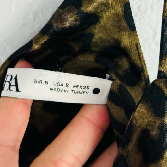 Zara Animal Print Satin Ruched Mini Dress - Picture 4 of 6